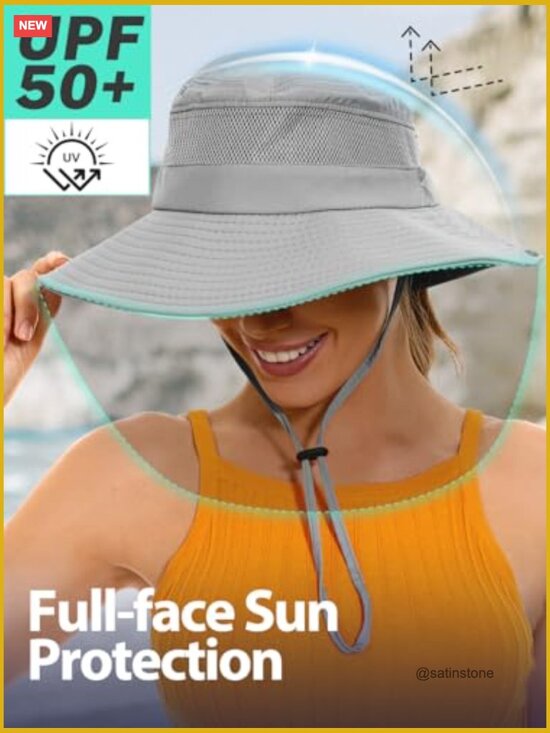 UPF 50+ Sun Hat with Ponytail Hole - Waterproof Fishing Hiking Hat main image 5